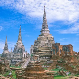 Ajutthaja. Świątynia Phra Si Sanphet - najważniejszy królewski wat miasta. Pora letniego monsunu