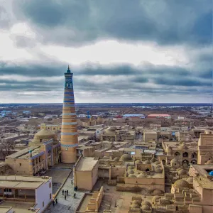 Chiwa z wysokości minaretu, Uzbekistan